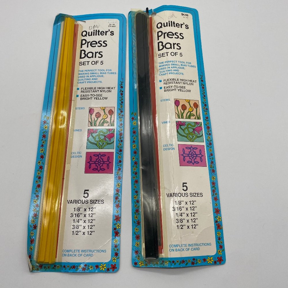 2 NIP Vintage Quilters Press Bars Set of 5 Sewing Crafts Quilting Yellow & Black